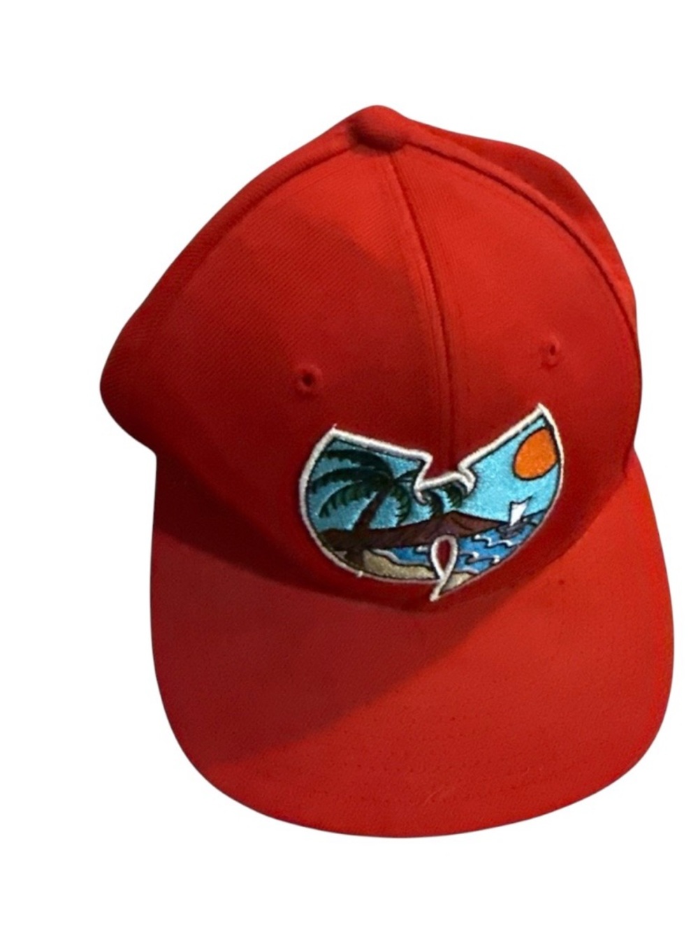 Source Unknown Red Baseball Cap with Scenic Patch